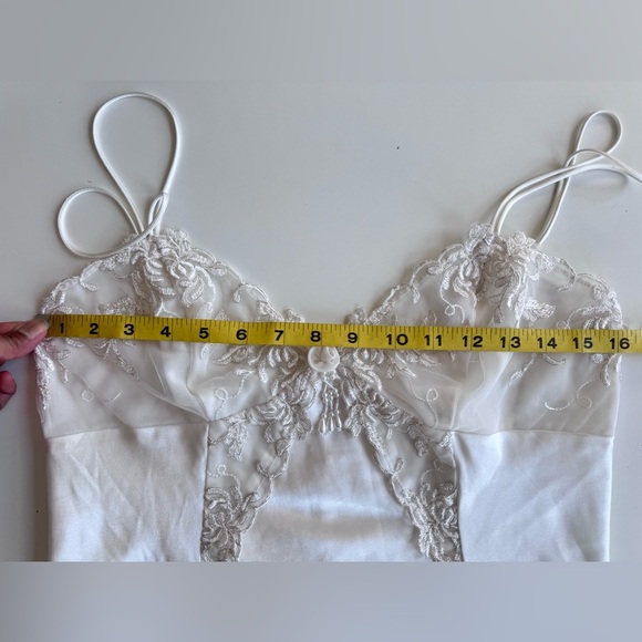 Vintage 90s LA Intimates Belle White Strappy Lace Lingerie Slip Dress Size Small - Picture 7 of 9